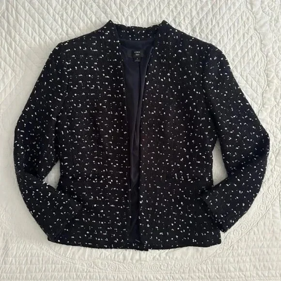 J. Crew 365 Tweed Going Out Blazer Jacket in Deepest Navy Size 8 J8119 - Picture 3 of 16